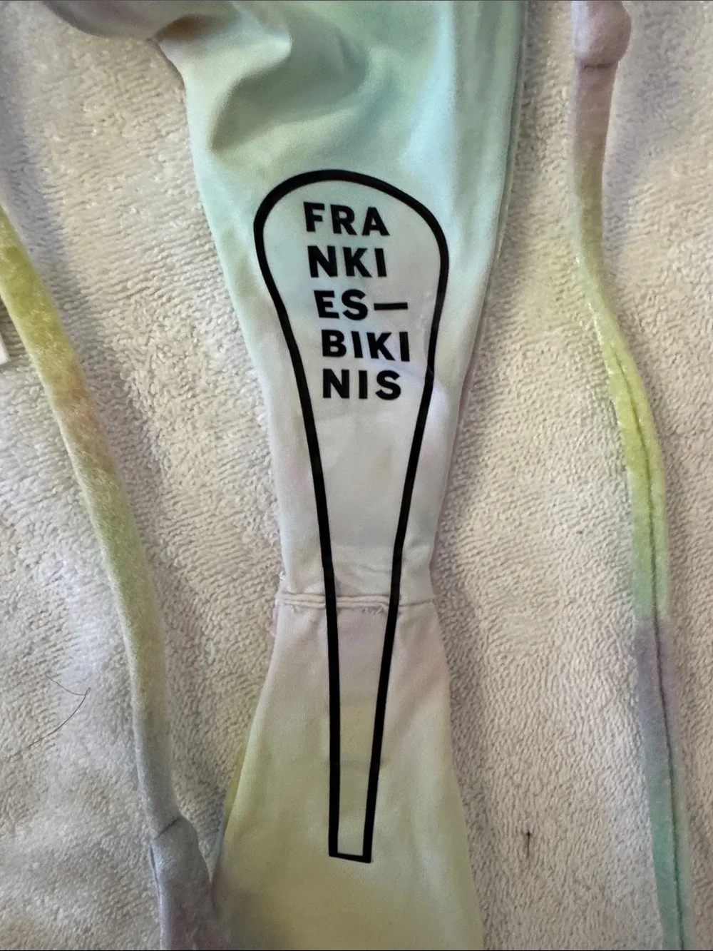 NWT Frankie’s Bikinis Tie-Dye Velvet Triangle Bikini Set - Pastel Multi